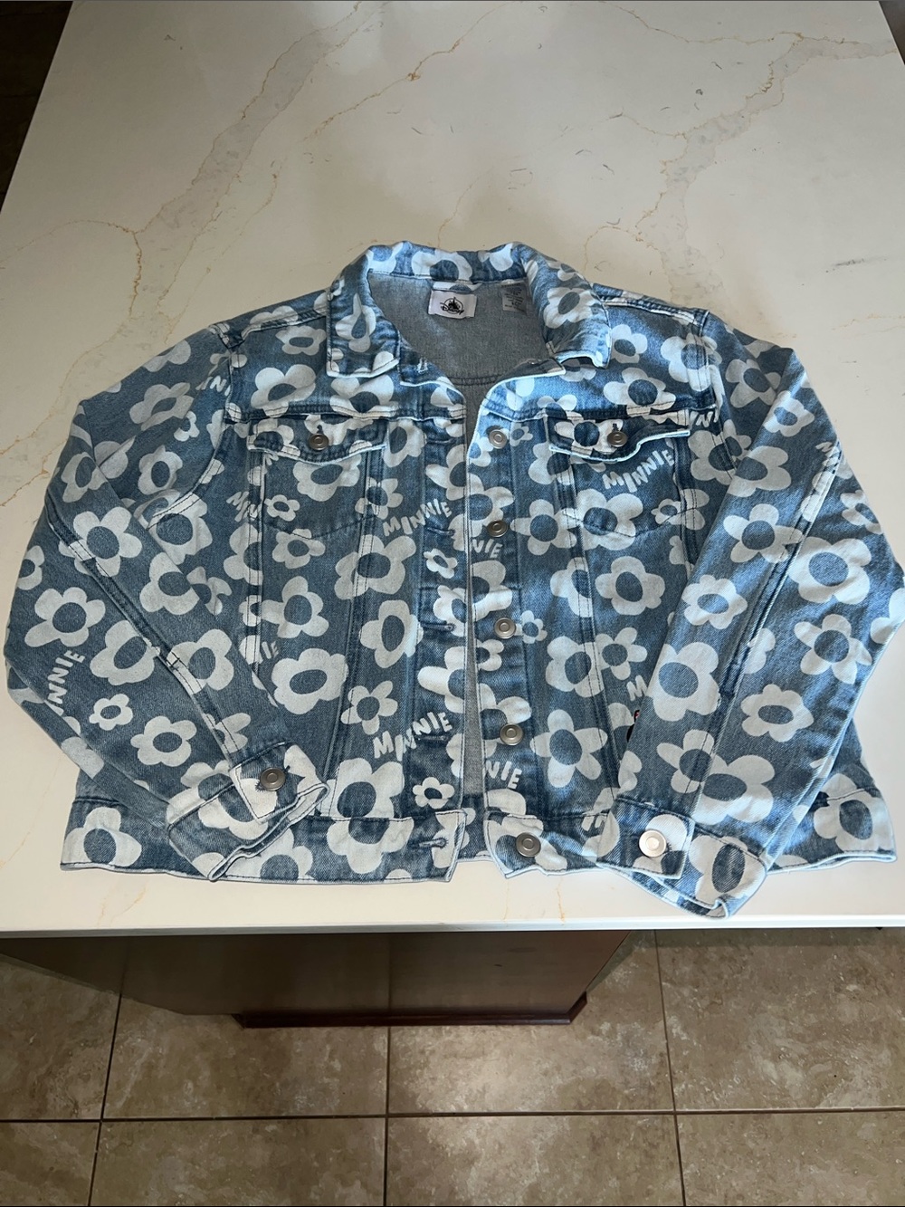 Disney Light Blue & White Floral Denim Jacket